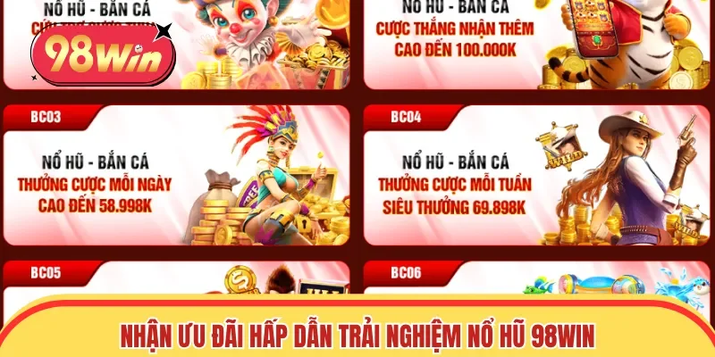 Nhận ưu đãi hấp dẫn trải nghiệm Nổ Hũ 98win lâu dài